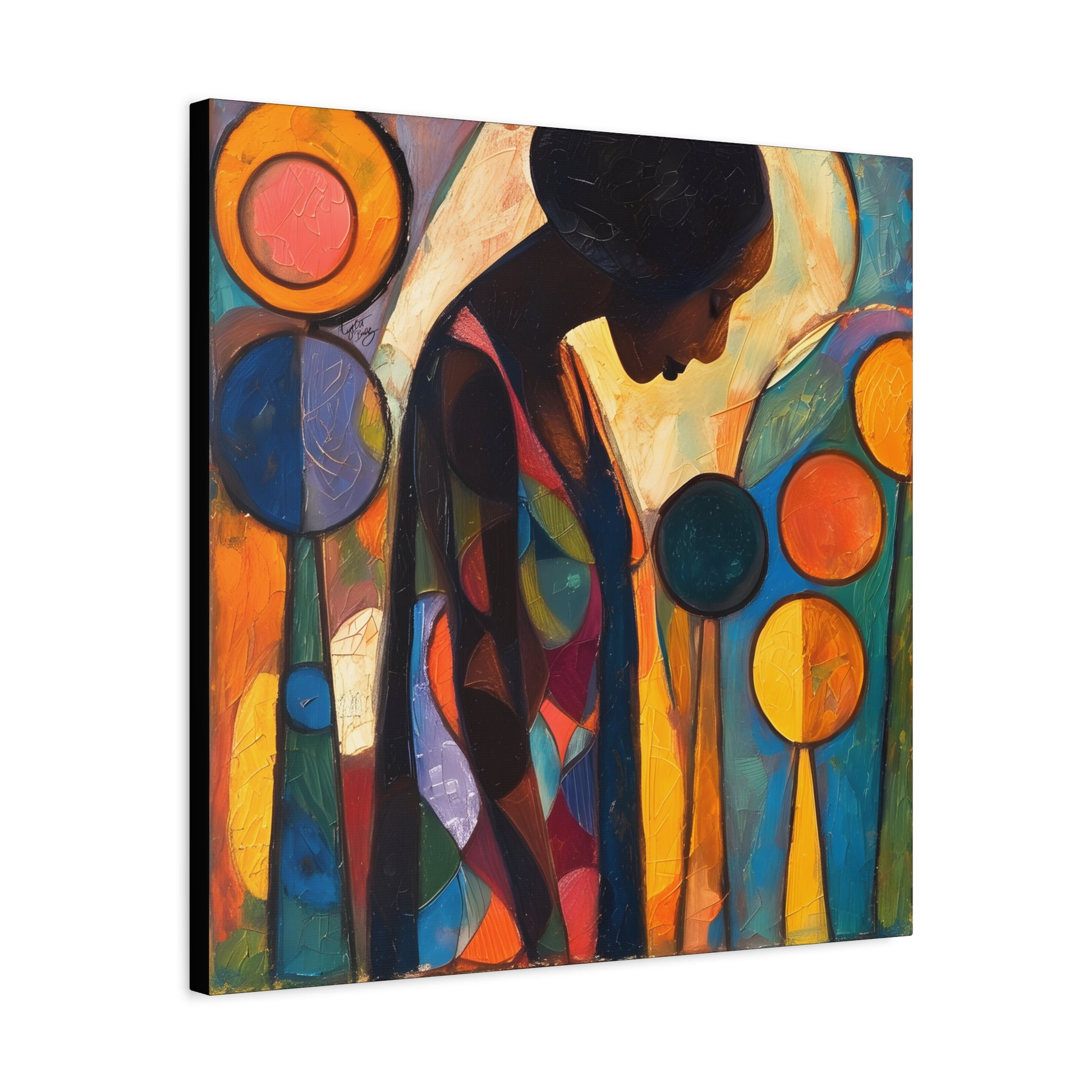 At Peace In Abstract Afrocentric Black Woman Abstract Art Canvas Wall Print - Xtreme Shopper