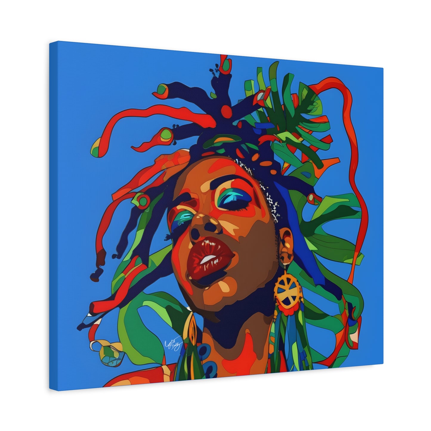 I'm Feeling It Afrocentric Black Woman Abstract Art Canvas Wall Print