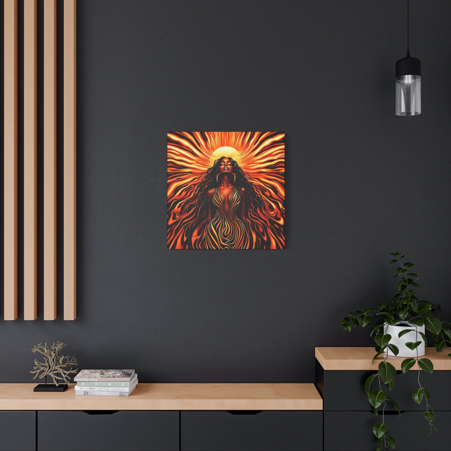 Sunkissed Afrocentric Black Woman Abstract Art Canvas Wall Print