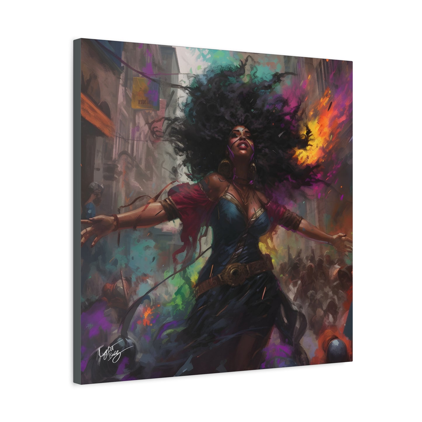 Flee To Freedom Afrocentric Abstract Black Woman Fantasy Alternative History Art Canvas Wall Print