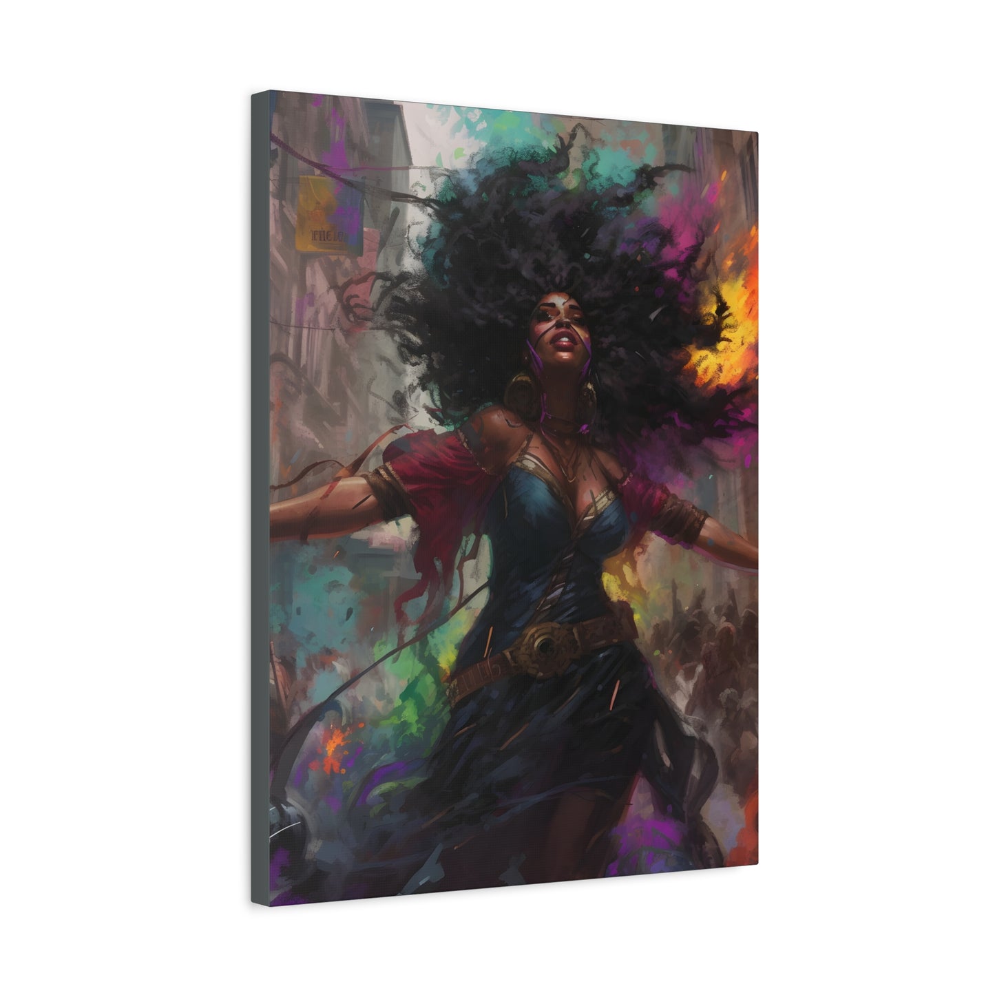 Flee To Freedom Afrocentric Abstract Black Woman Fantasy Alternative History Art Canvas Wall Print