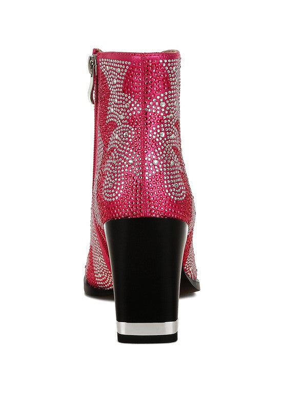 Mugler Rhinestones Embellished Western Ankle Boots - Xtreme Shopper