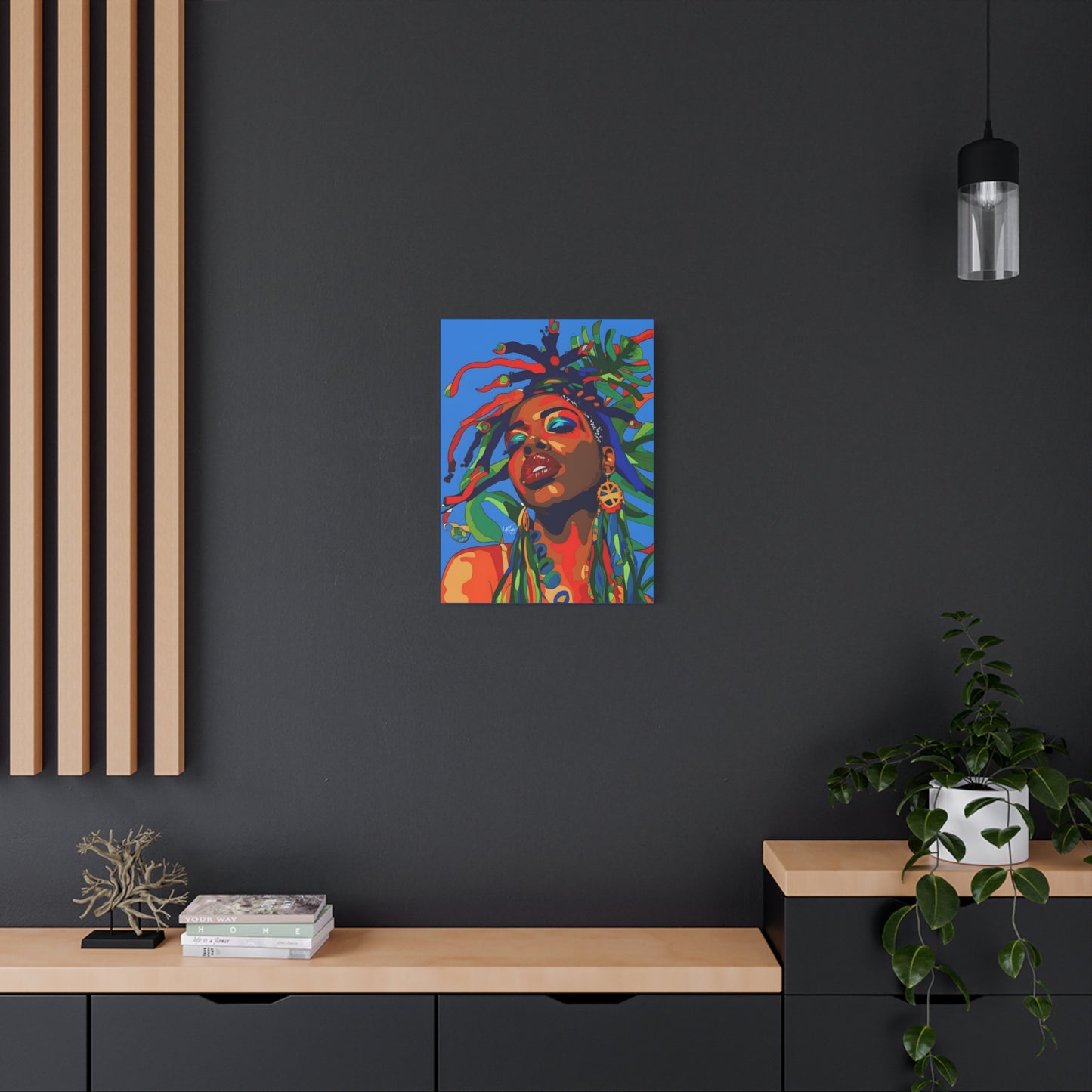 I'm Feeling It Afrocentric Black Woman Abstract Art Canvas Wall Print