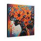 Flowery Thoughts Black Woman Art Canvas Wall Print