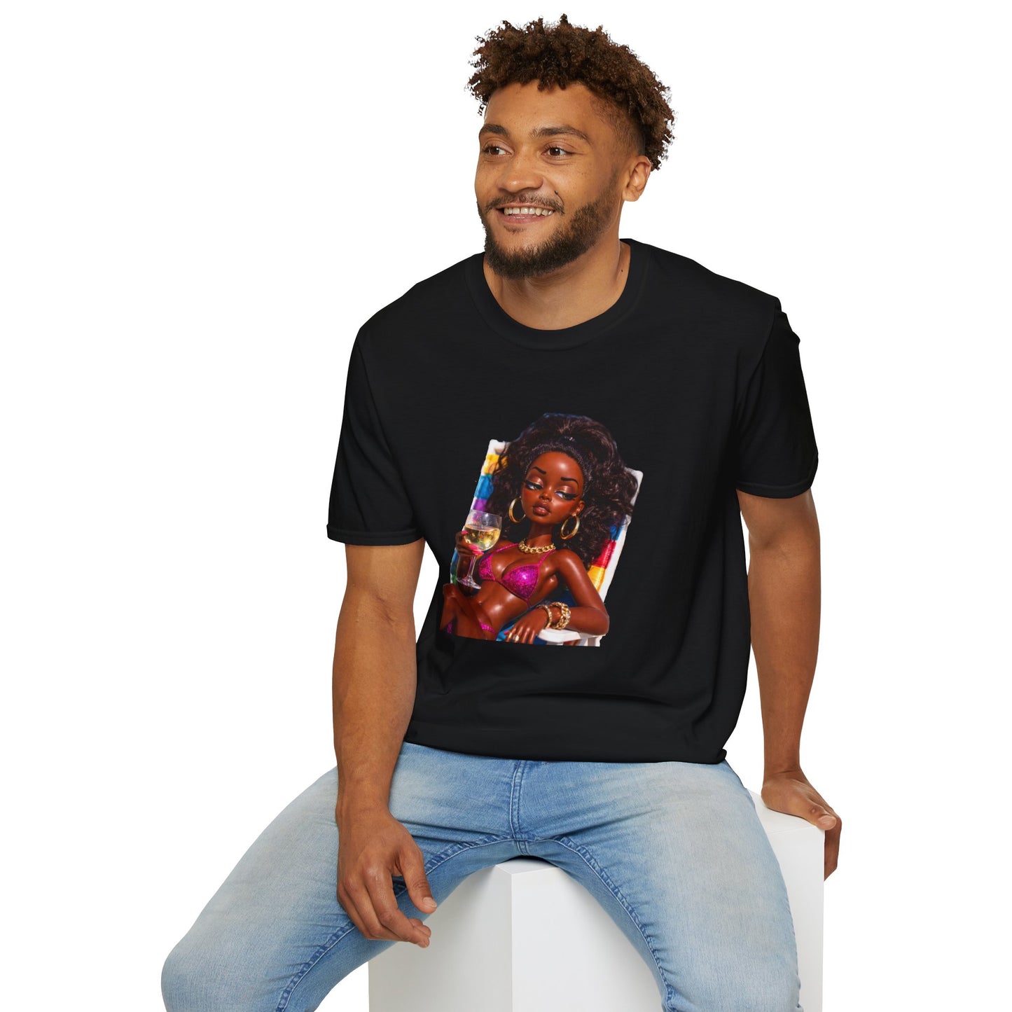 Vacation Vibes Black Doll Meme Retro 90s Attitude Portrait Novelty Unisex T-Shirt