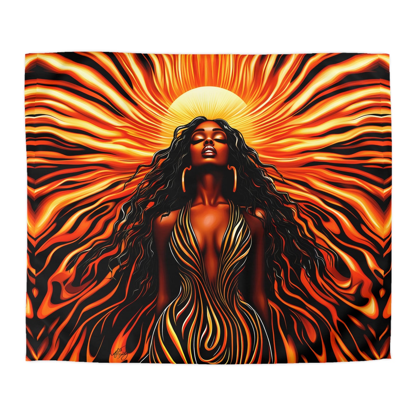 Beautiful Sunrising Black Woman Abstract Art Microfiber Duvet Cover