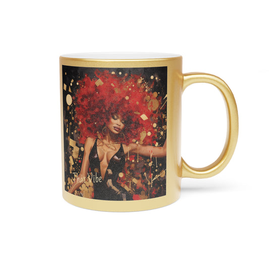 That Vibe Afrocentric Black Woman Art Gold Metallic Coffee Mug