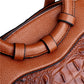Vegan Leather Reptile Embossed Handbag with Crossbody Strap