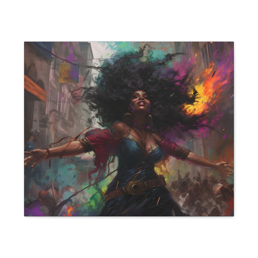 Flee To Freedom Afrocentric Abstract Black Woman Fantasy Alternative History Art Canvas Wall Print