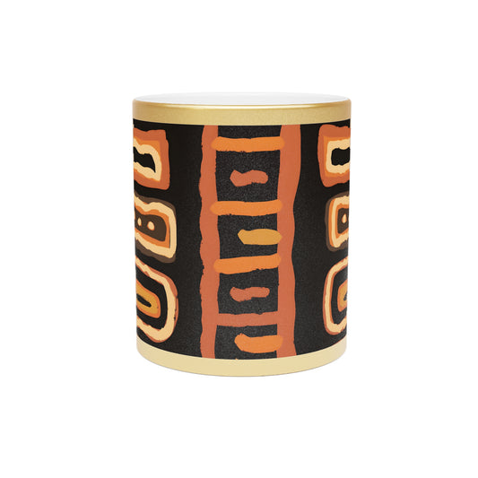 Afrocentric Abstract Print Gold Metallic Coffee Mug