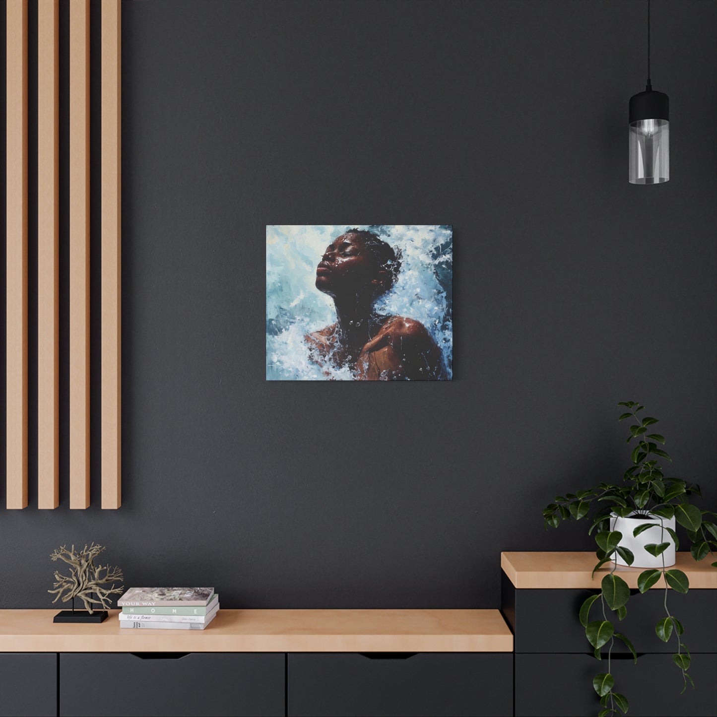 Refreshed Afrocentric Black Woman Art Canvas Wall Print