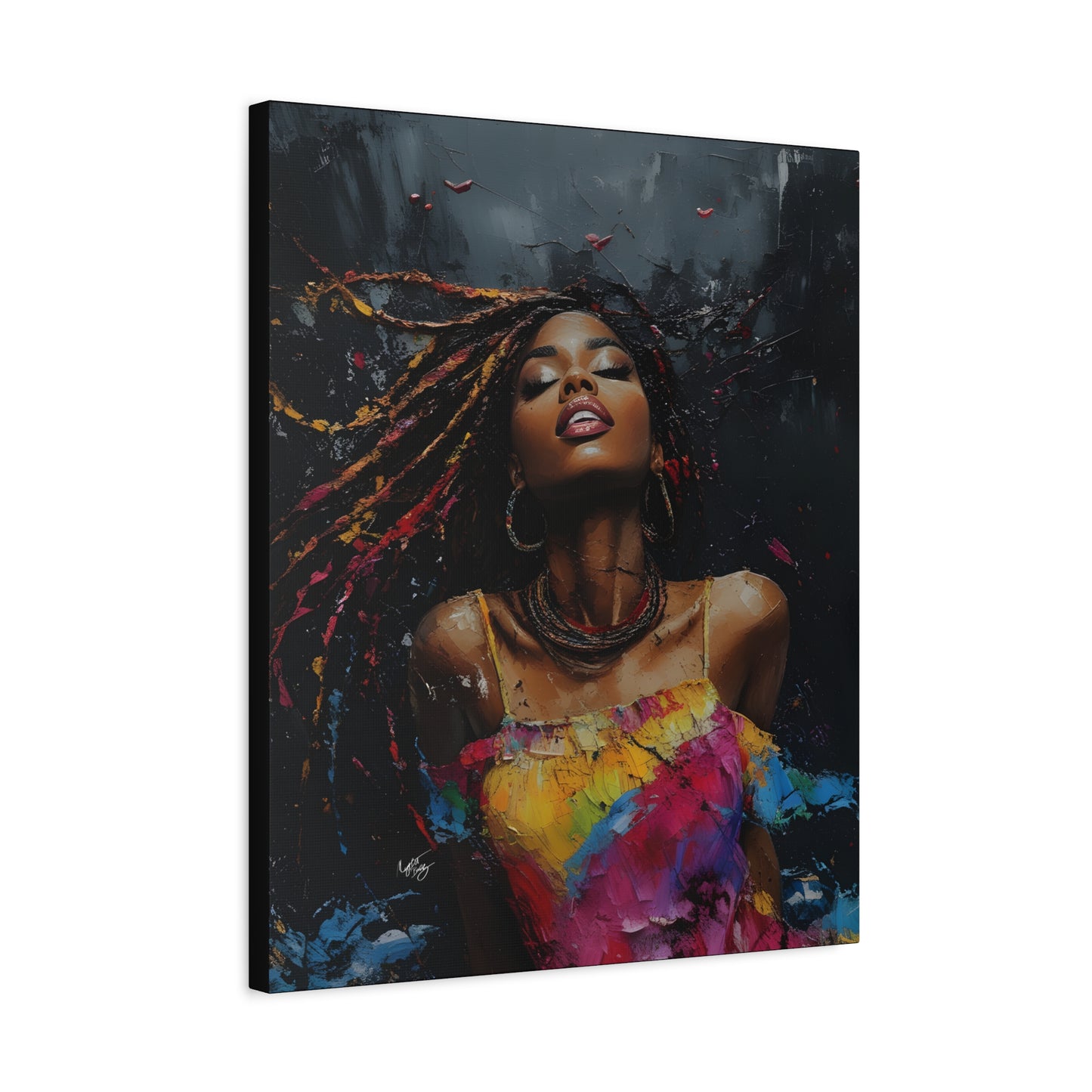 Euphoria Afrocentric Black Woman Abstract Art Canvas Wall Print