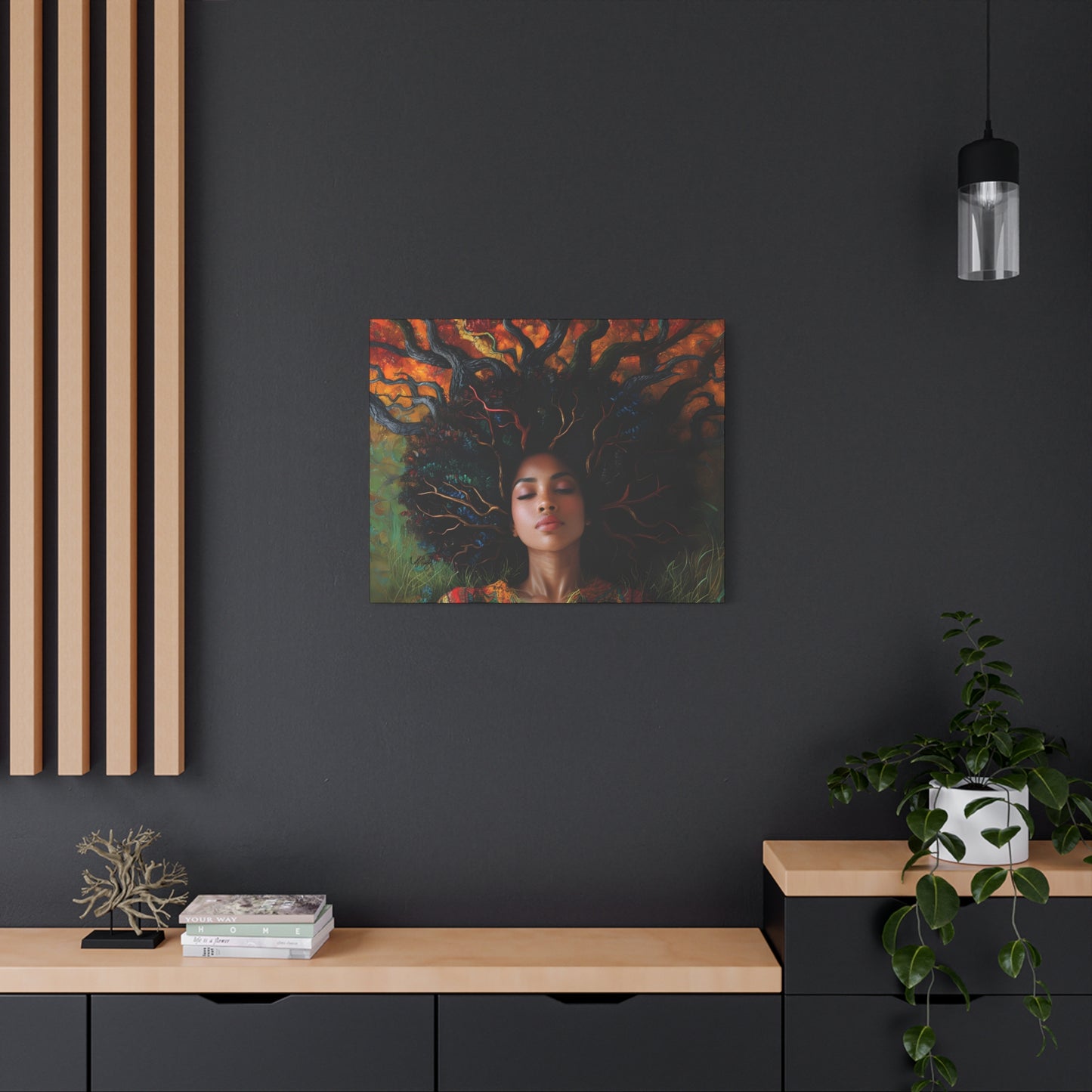 Rooted In My Mind Afrocentric Black Woman Inspirational Spiritual Art Canvas Wall Print - Xtreme Shopper