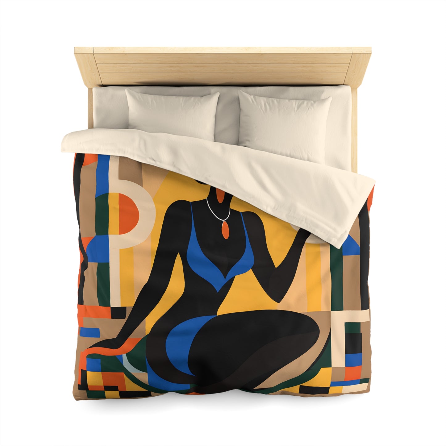 Rising Sun Black Woman Abstract Art Microfiber Duvet Cover