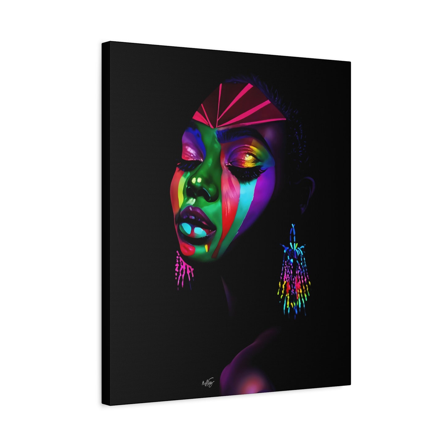 Original Makeup Black Woman Art Canvas Wall Print