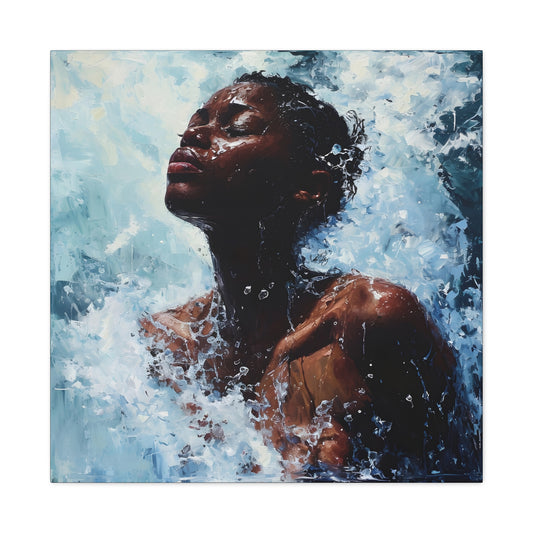 Refreshed Afrocentric Black Woman Art Canvas Wall Print