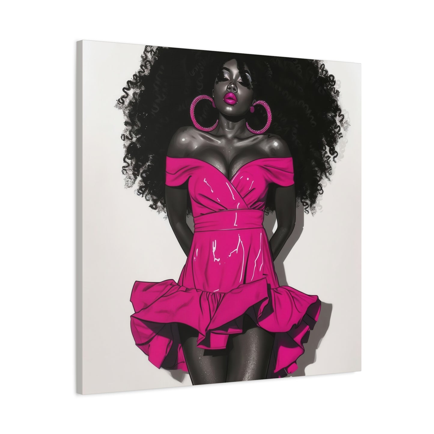 Pink Is My Color Black Woman Art Canvas Wall Print