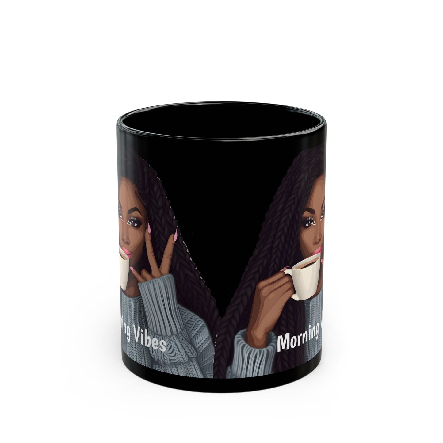 Morning Vibes Afrocentric Black Woman Art Coffee Mug