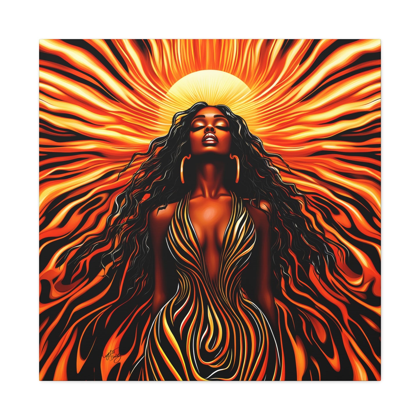 Sunkissed Afrocentric Black Woman Abstract Art Canvas Wall Print
