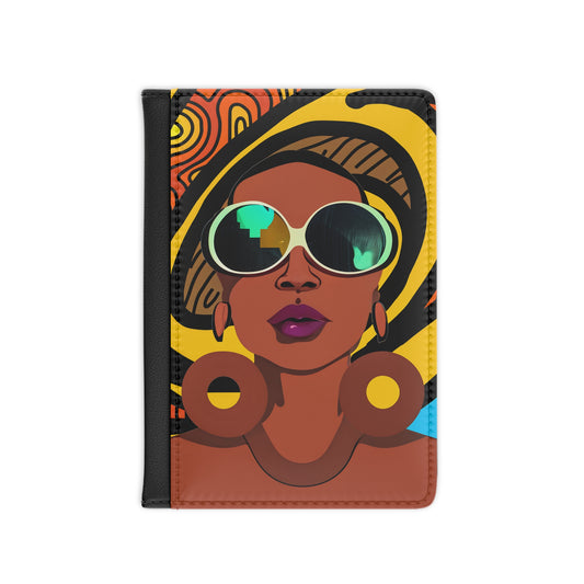 Vacation Vibes Vegan Leather Black Art RFID Blocking Passport Cover