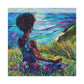 There's Peace By The Sea Afrocentric Black Woman Art Canvas Wall Print