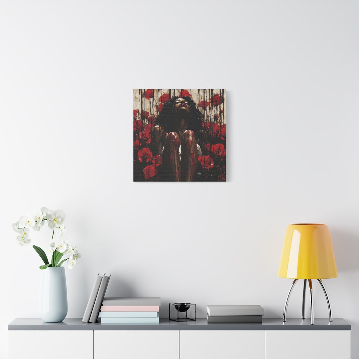 Like A Rose Black Woman Art Canvas Wall Print