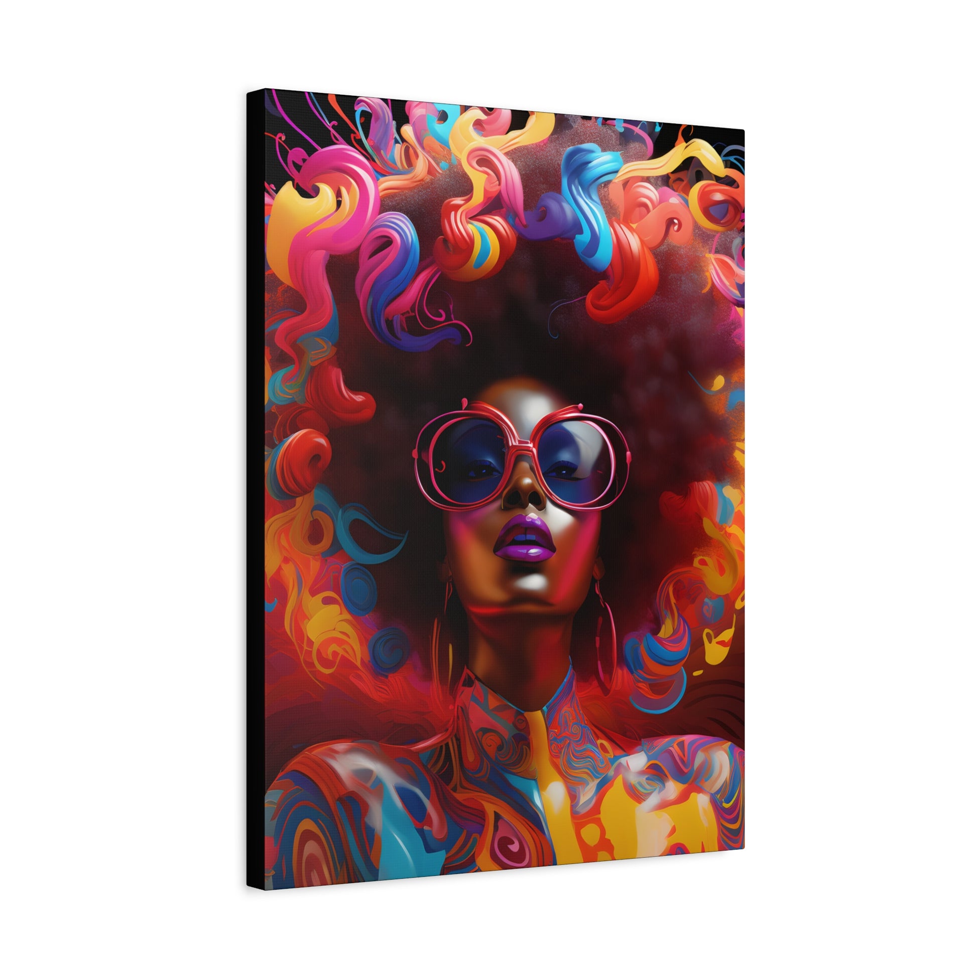 Groovy Summer Black Woman Psychedelic Themed Artwork Canvas Wall Print - Xtreme Shopper