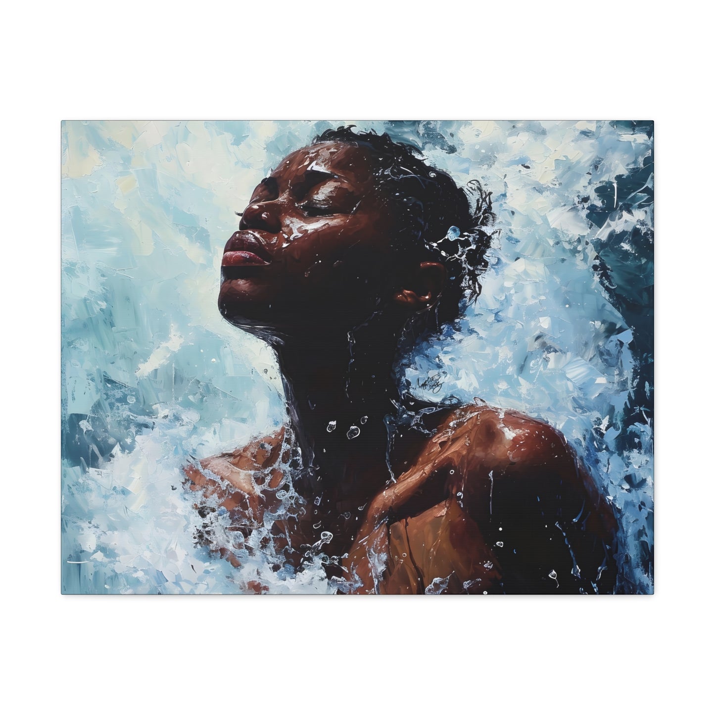 Refreshed Afrocentric Black Woman Art Canvas Wall Print