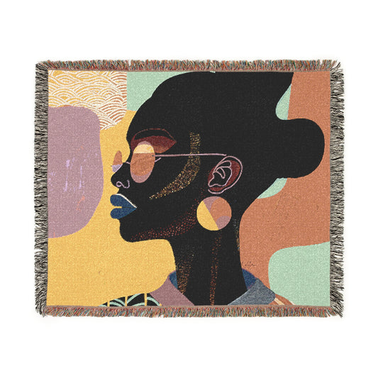 Seriously Beautiful Afrocentric Black Woman Abstract Art Woven Throw Blanket