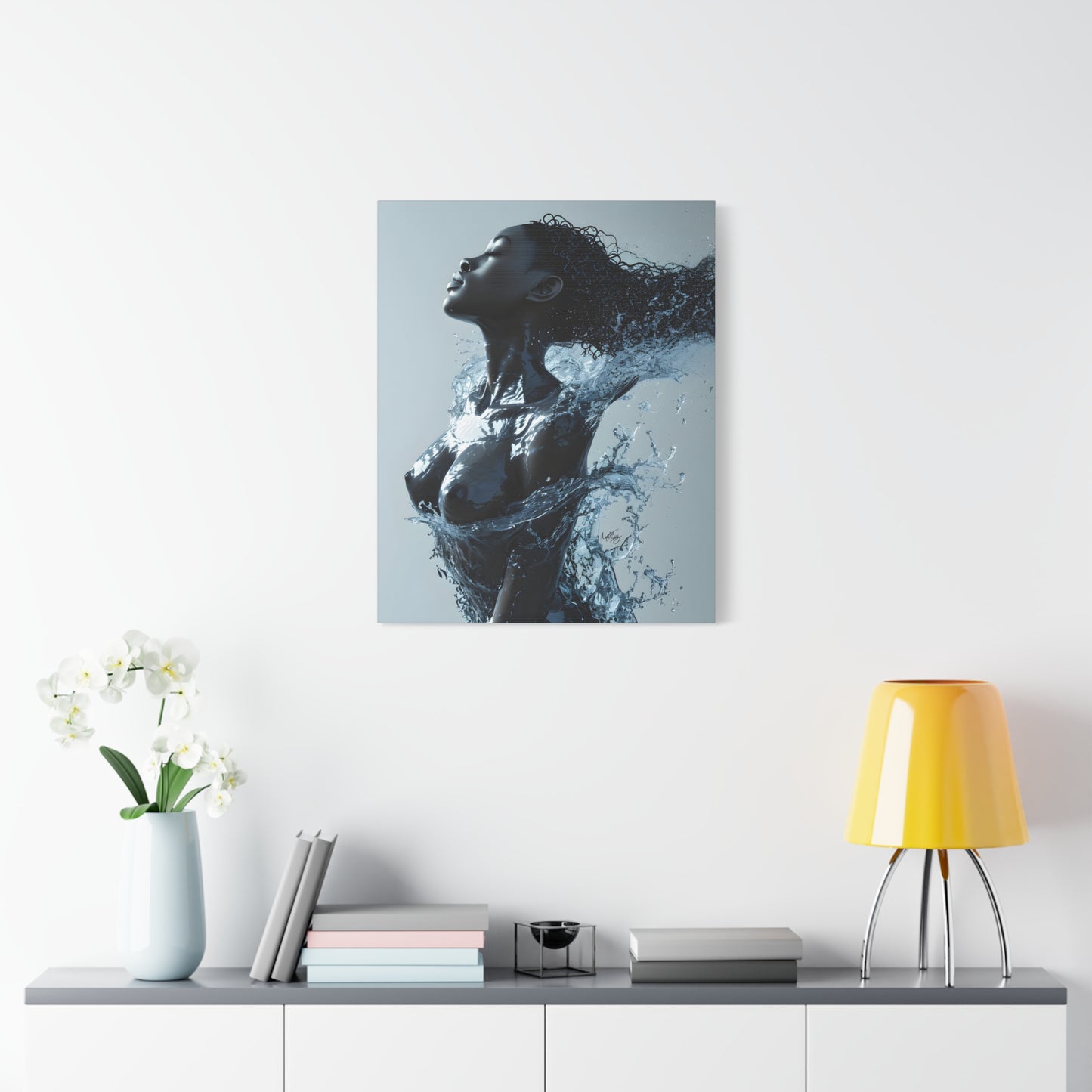 Moisturized and Unbothered Afrocentric Black Woman Art Canvas Wall Print