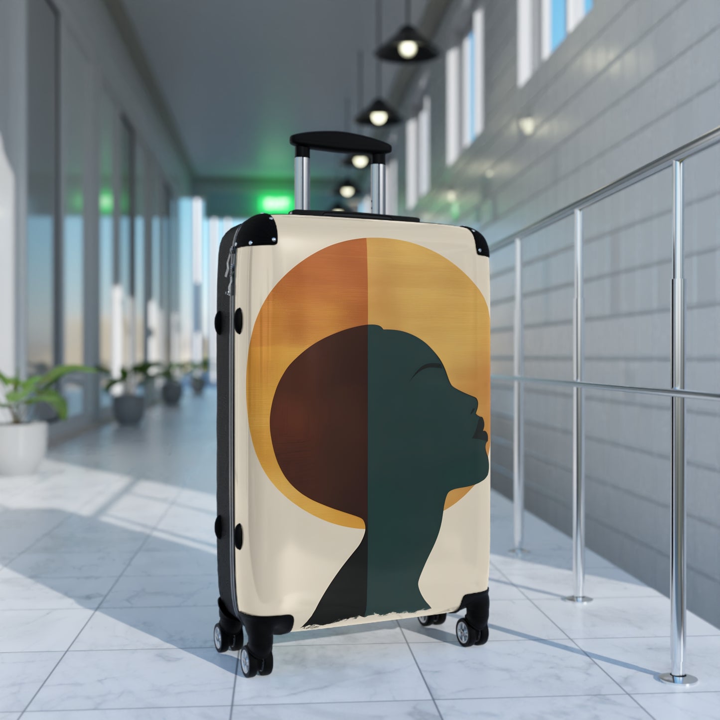 Travel Brings Balance Black Art Hardshell Hardside Lockable Spinner Suitcase Luggage