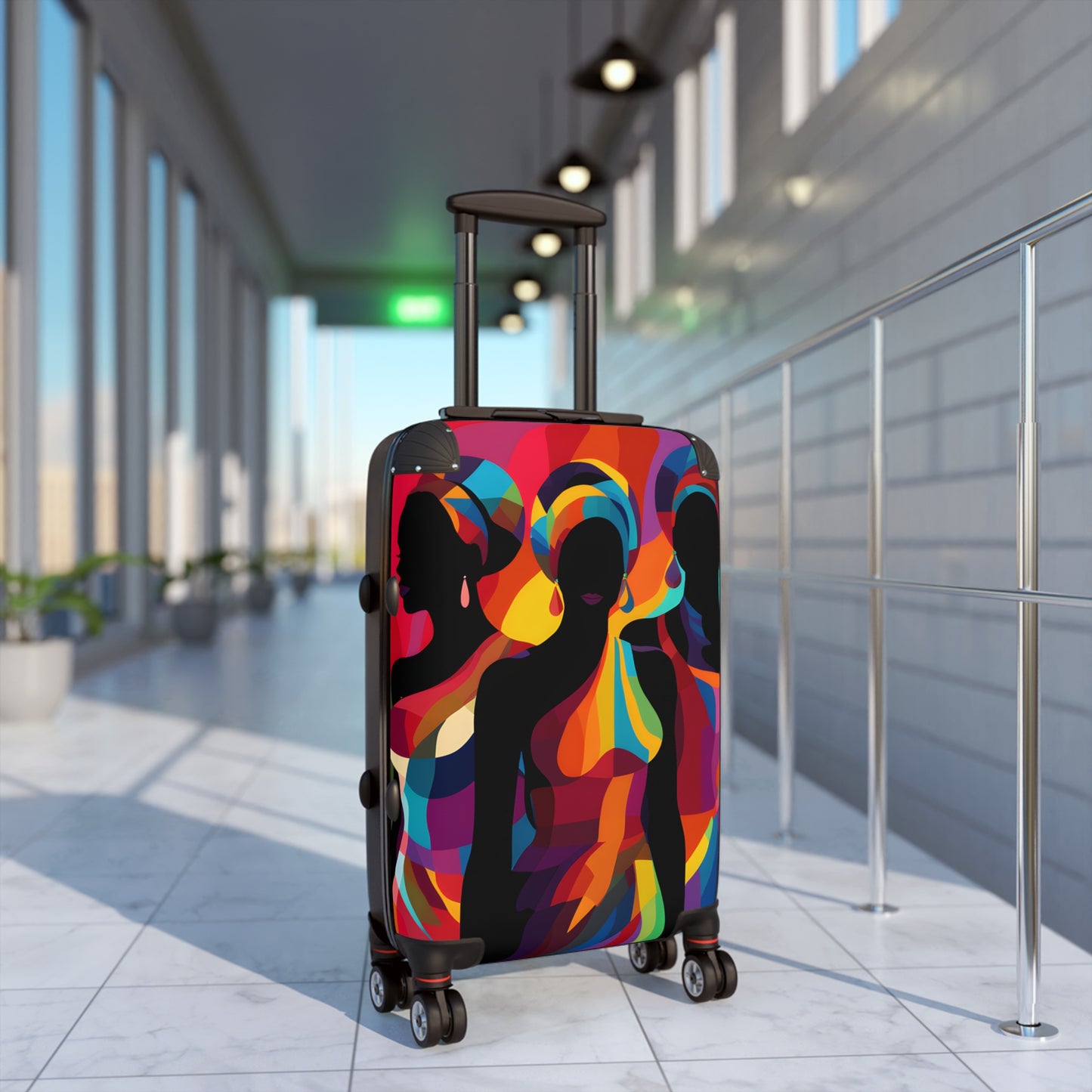 Girlfriends In Abstract Black Woman Art Hardshell Hardside Lockable Spinner Suitcase