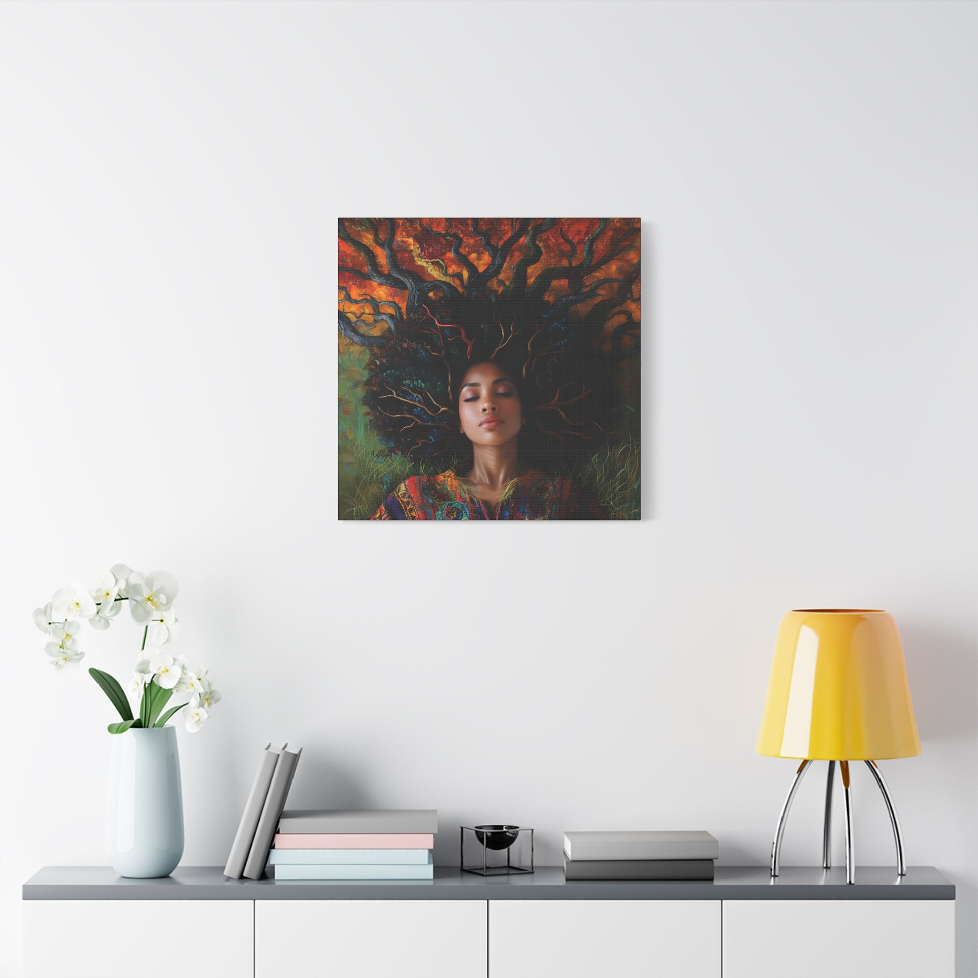 Rooted In My Mind Afrocentric Black Woman Inspirational Spiritual Art Canvas Wall Print - Xtreme Shopper