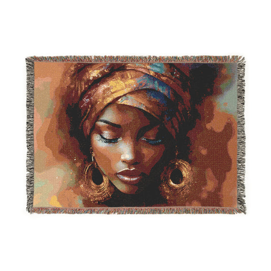 As I Emerge Black Woman Art Woven Throw Blanket