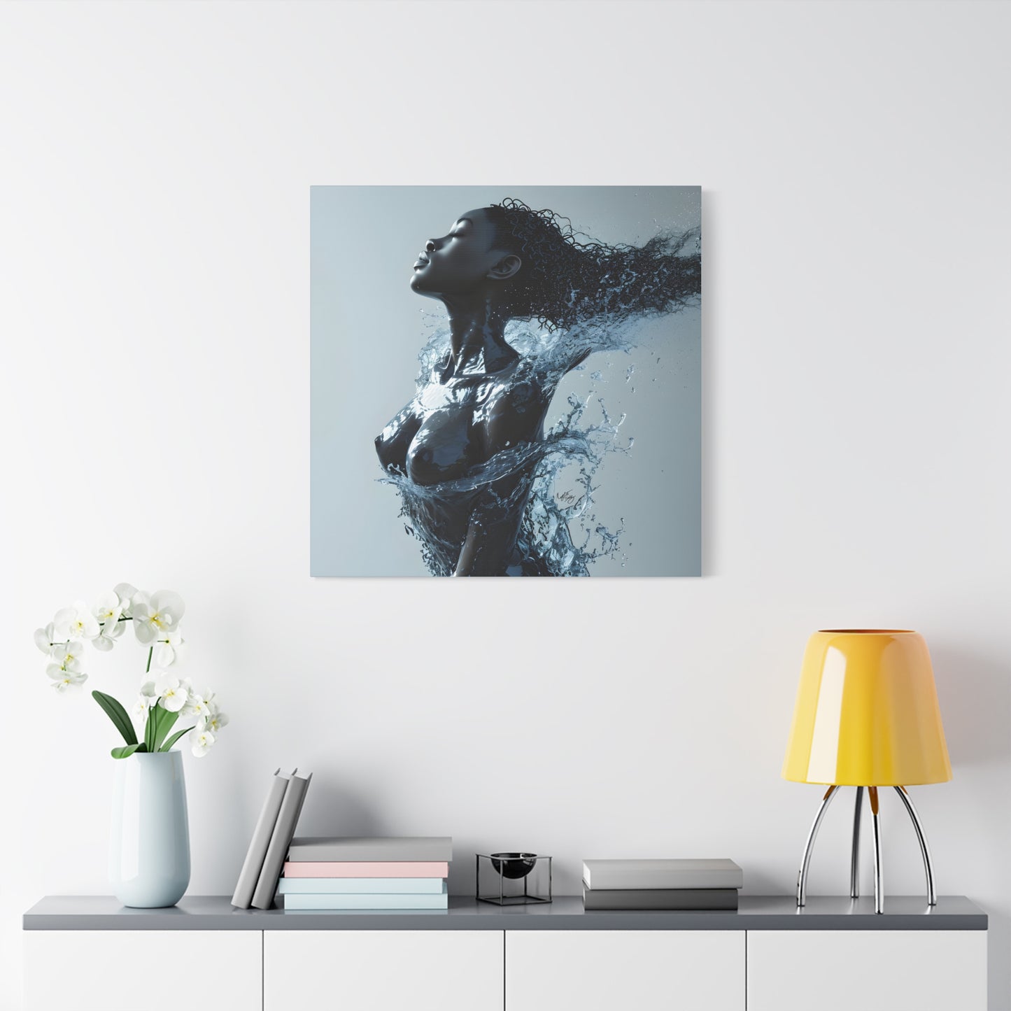 Moisturized and Unbothered Afrocentric Black Woman Art Canvas Wall Print