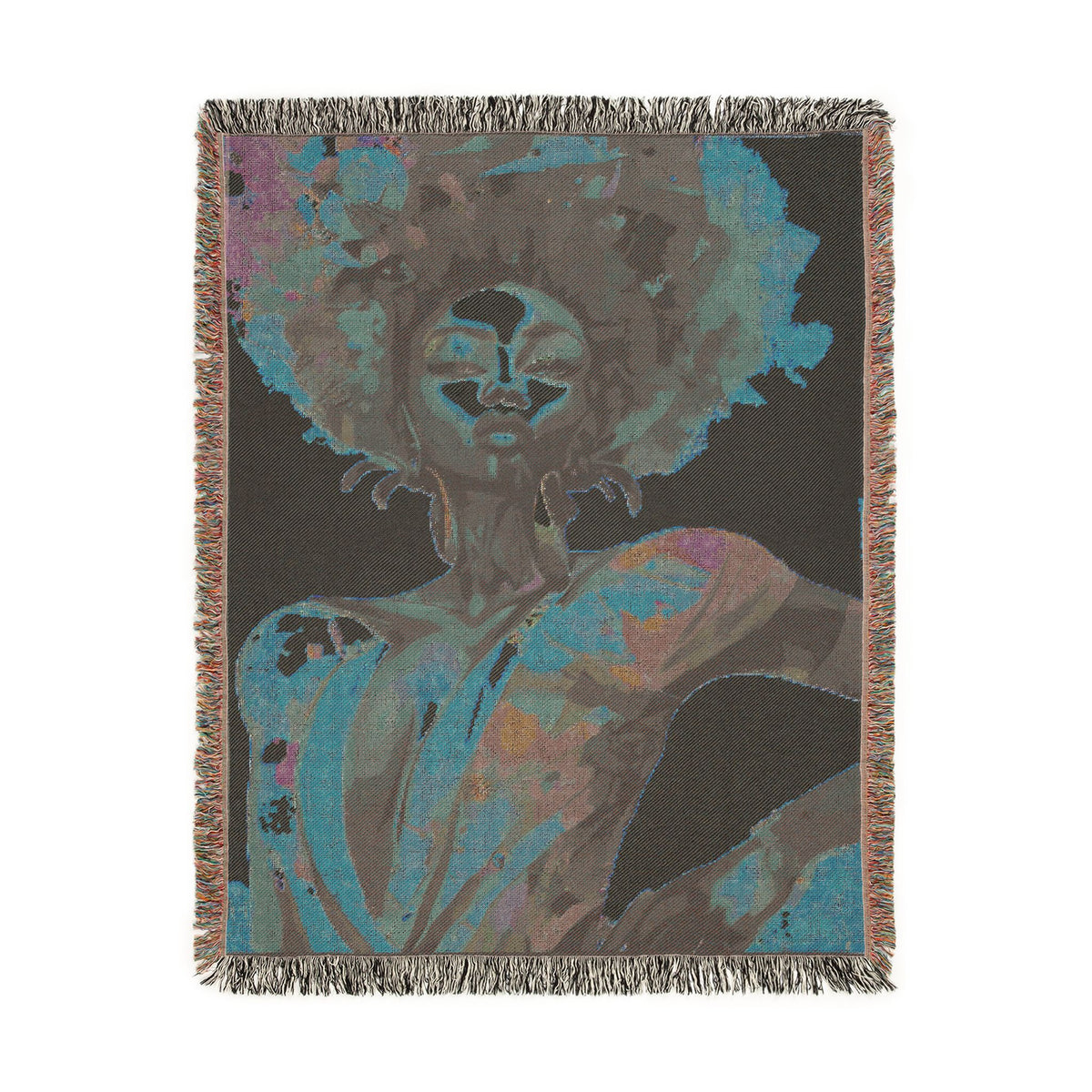 Everything About Me Black Woman Art Woven Throw Blanket
