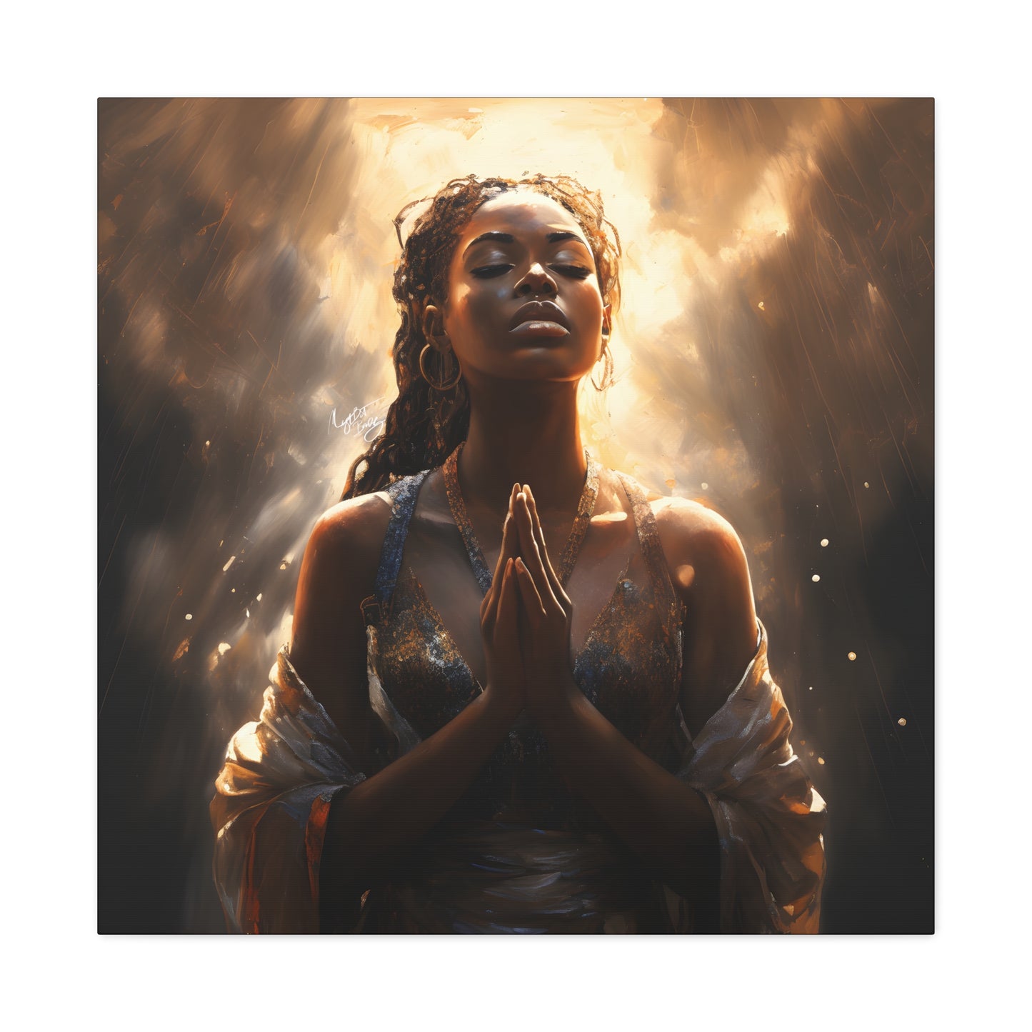 Please Listen To My Prayers Afrocentric Black Inspirational Spiritual Art Canvas Wall Print - Xtreme Shopper