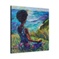 There's Peace By The Sea Afrocentric Black Woman Art Canvas Wall Print