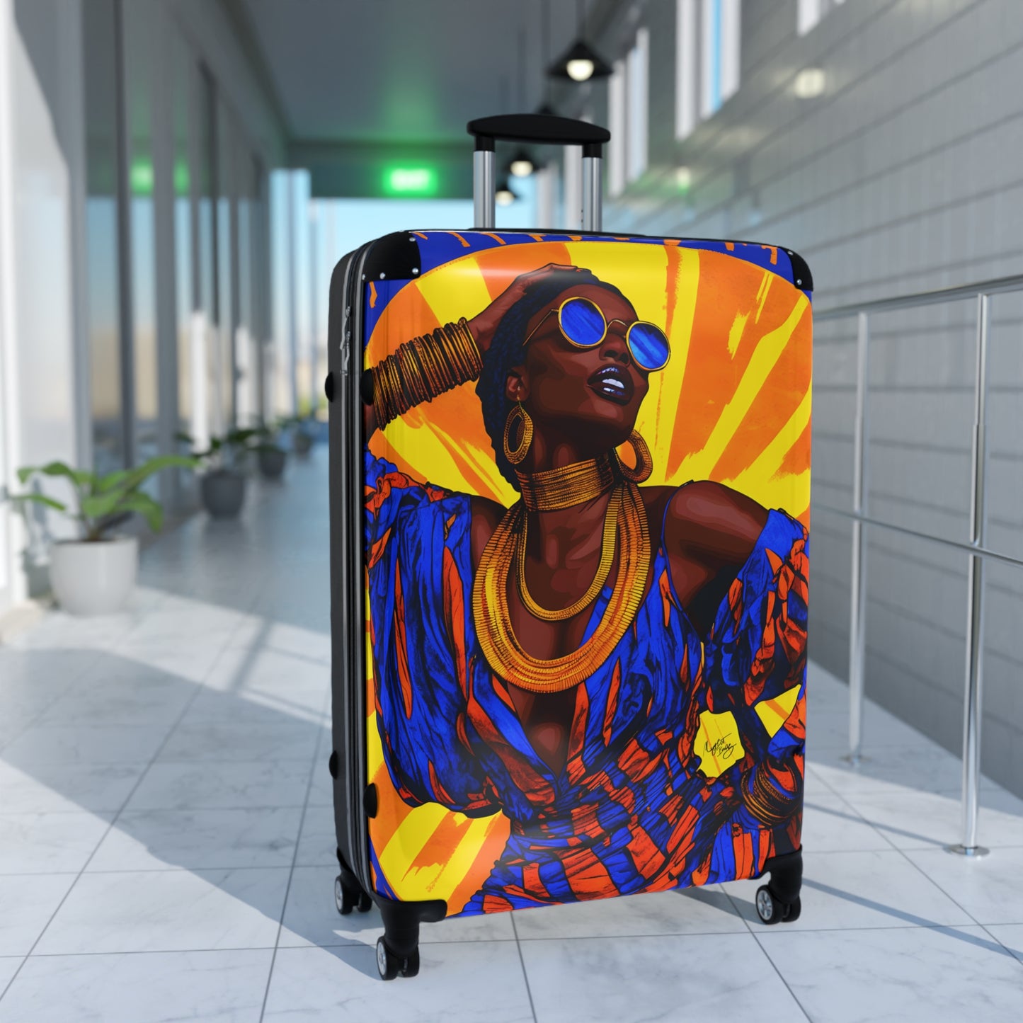 Vacation Vibing Black Woman Art Hardshell Hardside Lockable Spinner Suitcase Luggage