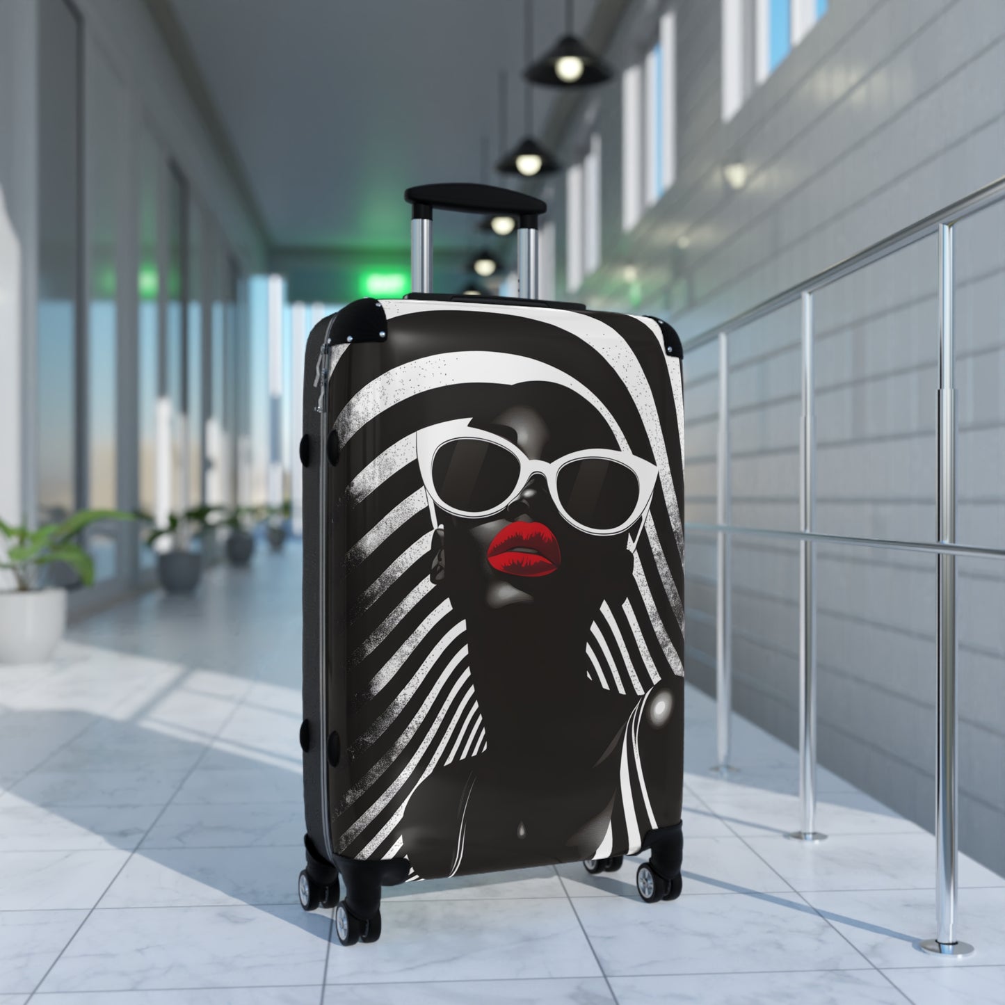 In Black And White Black Woman Art Hardshell Hardside Lockable Spinner Suitcase