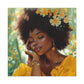 At Peace In The Garden Afrocentric Black Woman Art Canvas Wall Print