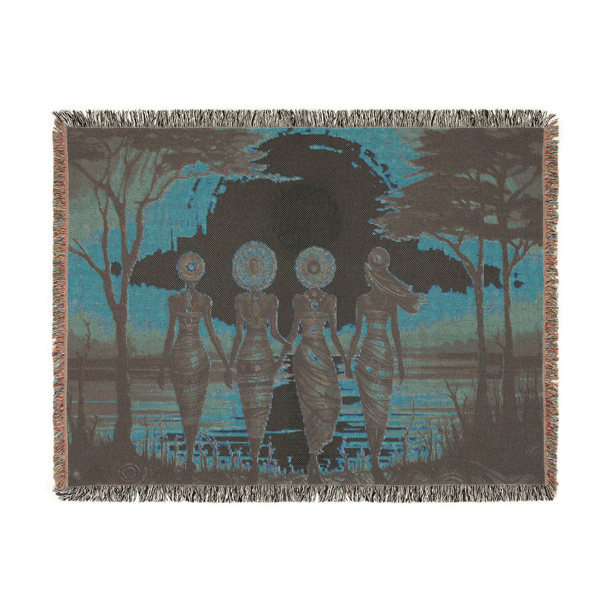 All Together Now Black Woman Art Woven Throw Blanket