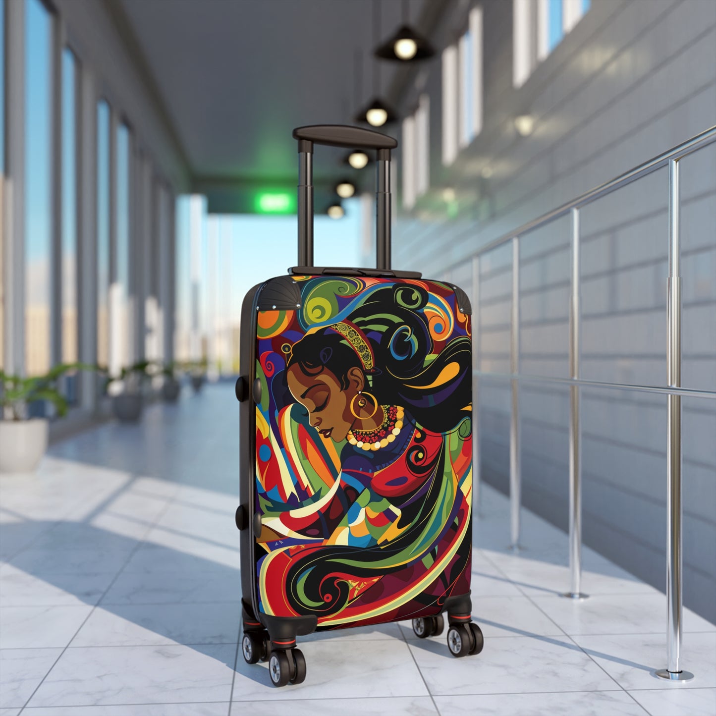 Surreally Beautiful One Black Woman Art Hardshell Hardside Lockable Spinner Suitcase