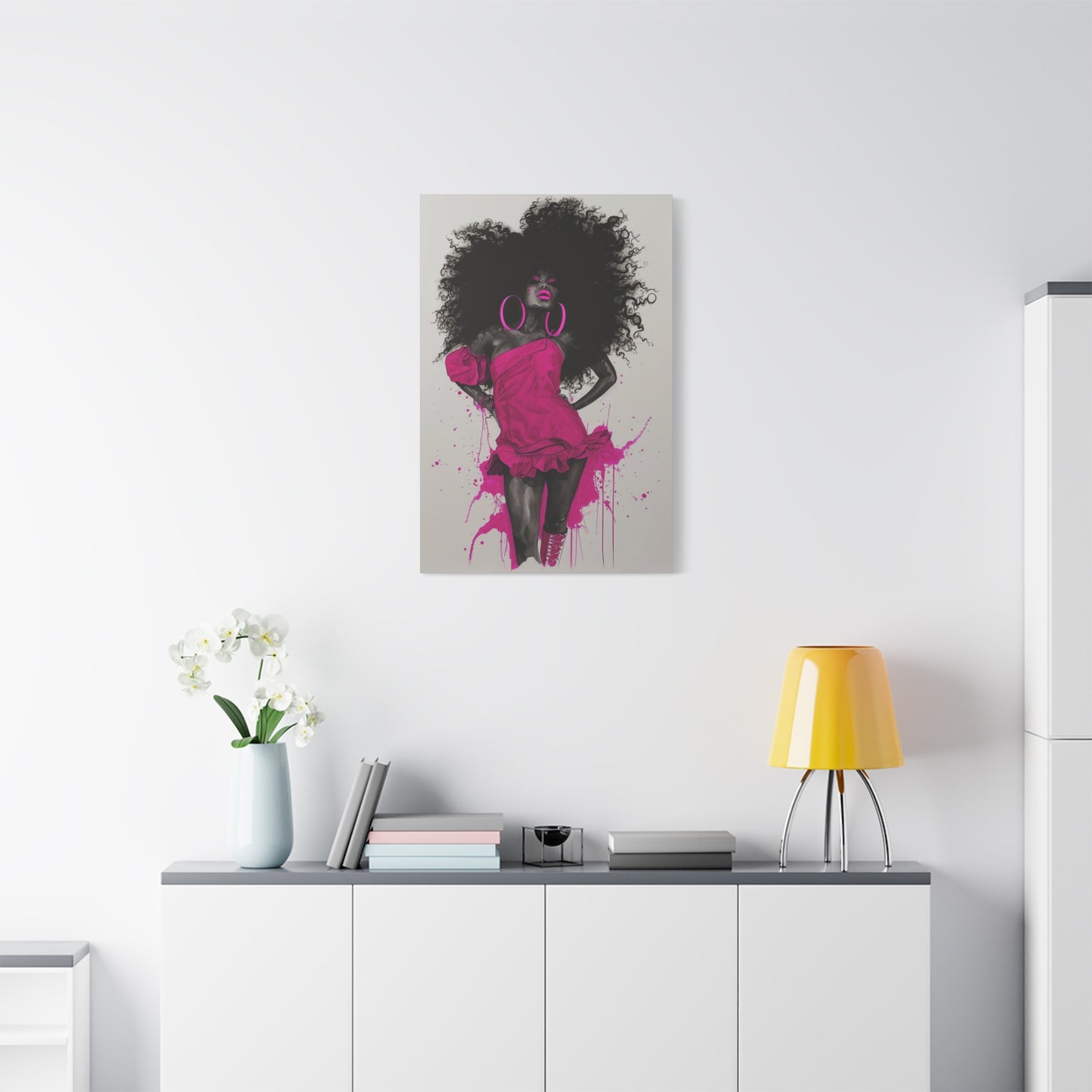 Model Perfect In Pink — Afrocentric Inspirational Black Woman Canvas Wall Art