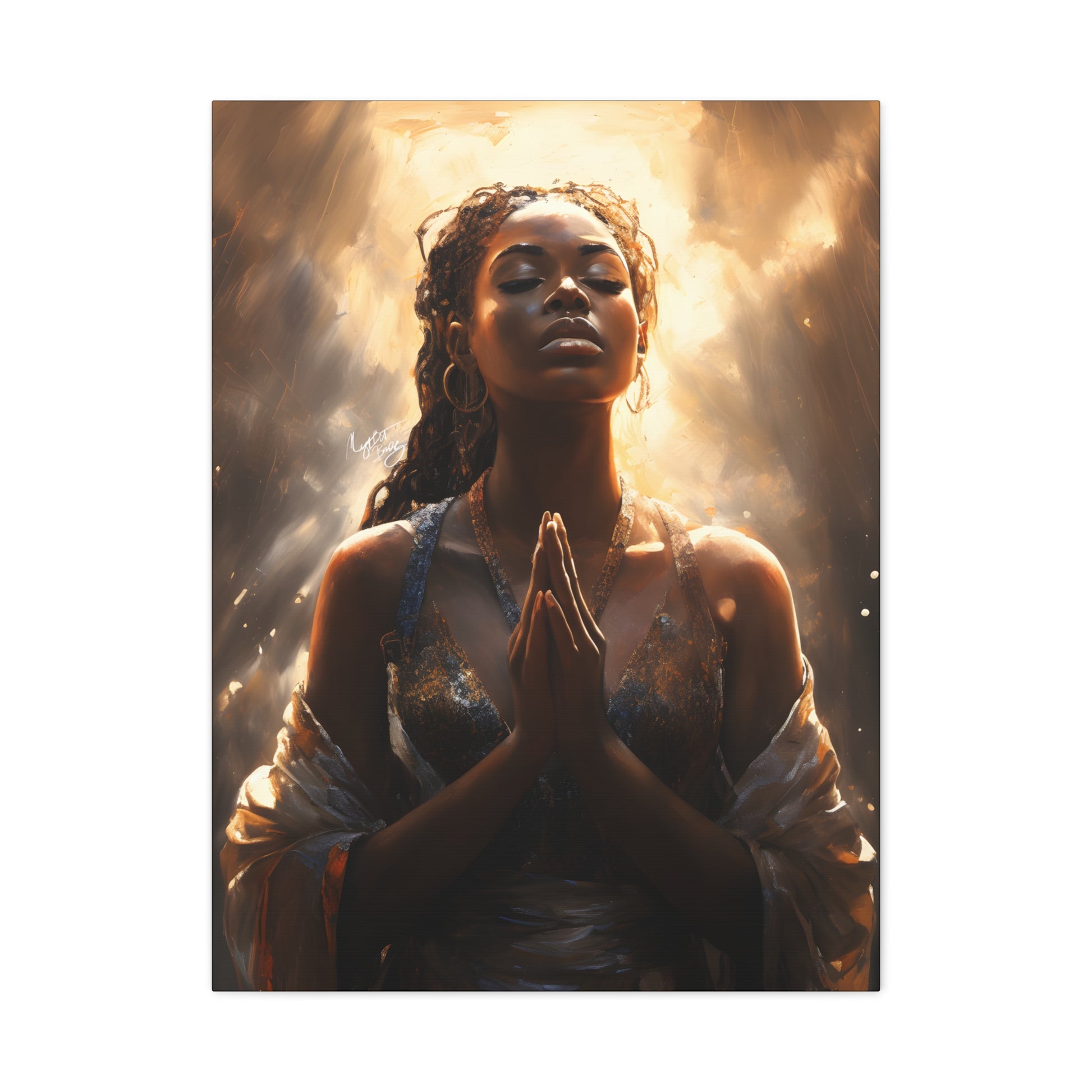 Please Listen To My Prayers Afrocentric Black Inspirational Spiritual Art Canvas Wall Print - Xtreme Shopper