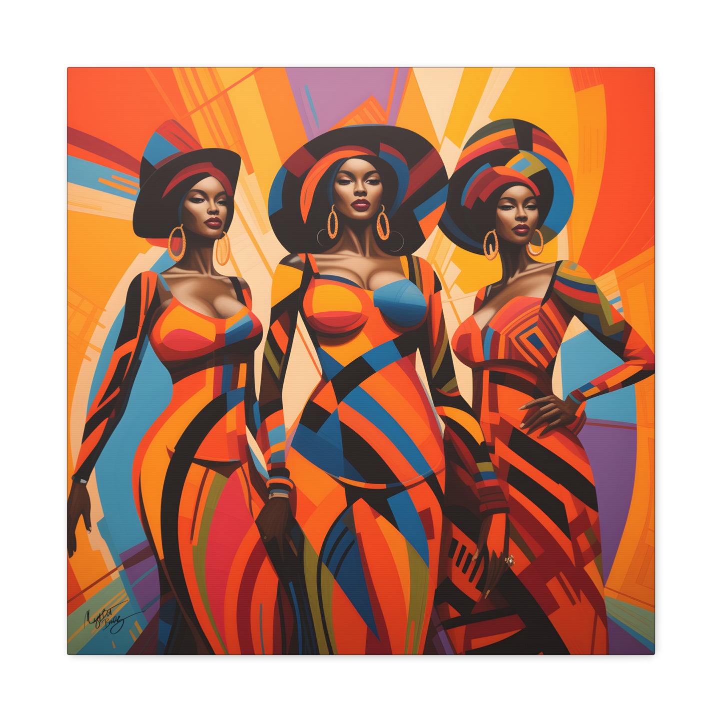 The Sisters Afrocentric Abstract Fantasy Black Woman Art Canvas Wall Print
