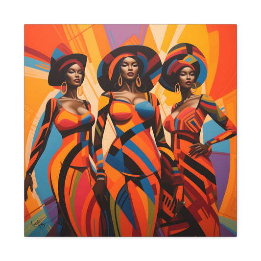The Sisters Afrocentric Abstract Fantasy Black Woman Art Canvas Wall Print