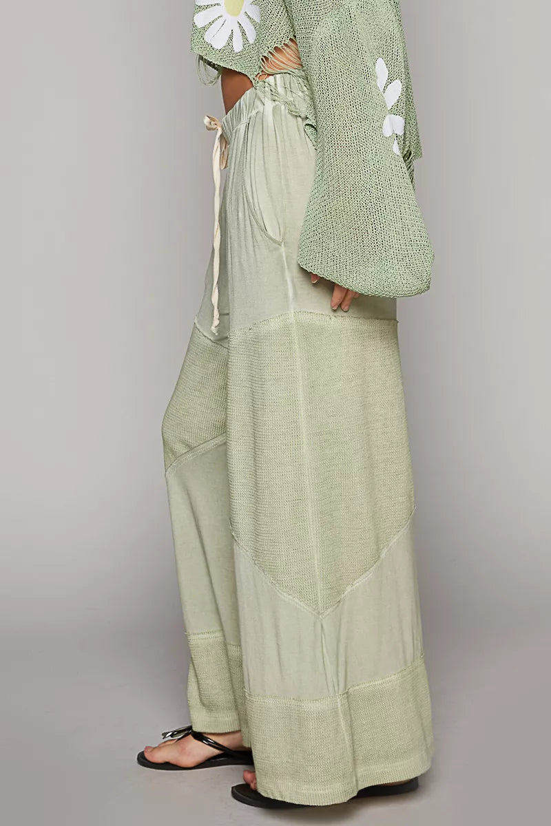 POL Boho Elastic Waistband Wide Leg Pants with Drawstring - Xtreme Shopper