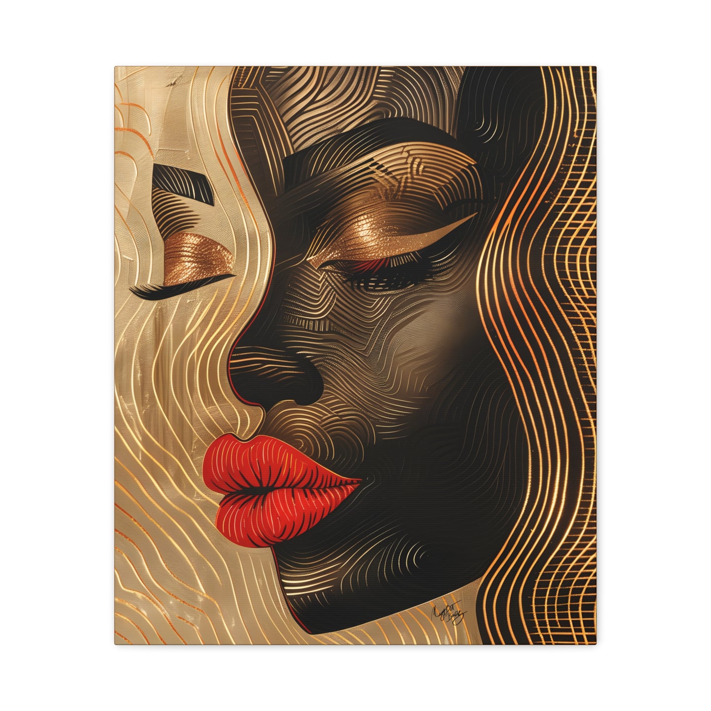 Enswirled Afrocentric Black Woman Abstract Art Canvas Wall Print