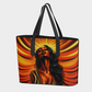 Beautiful Sunrise Black Woman Vegan Leather Tote Bag